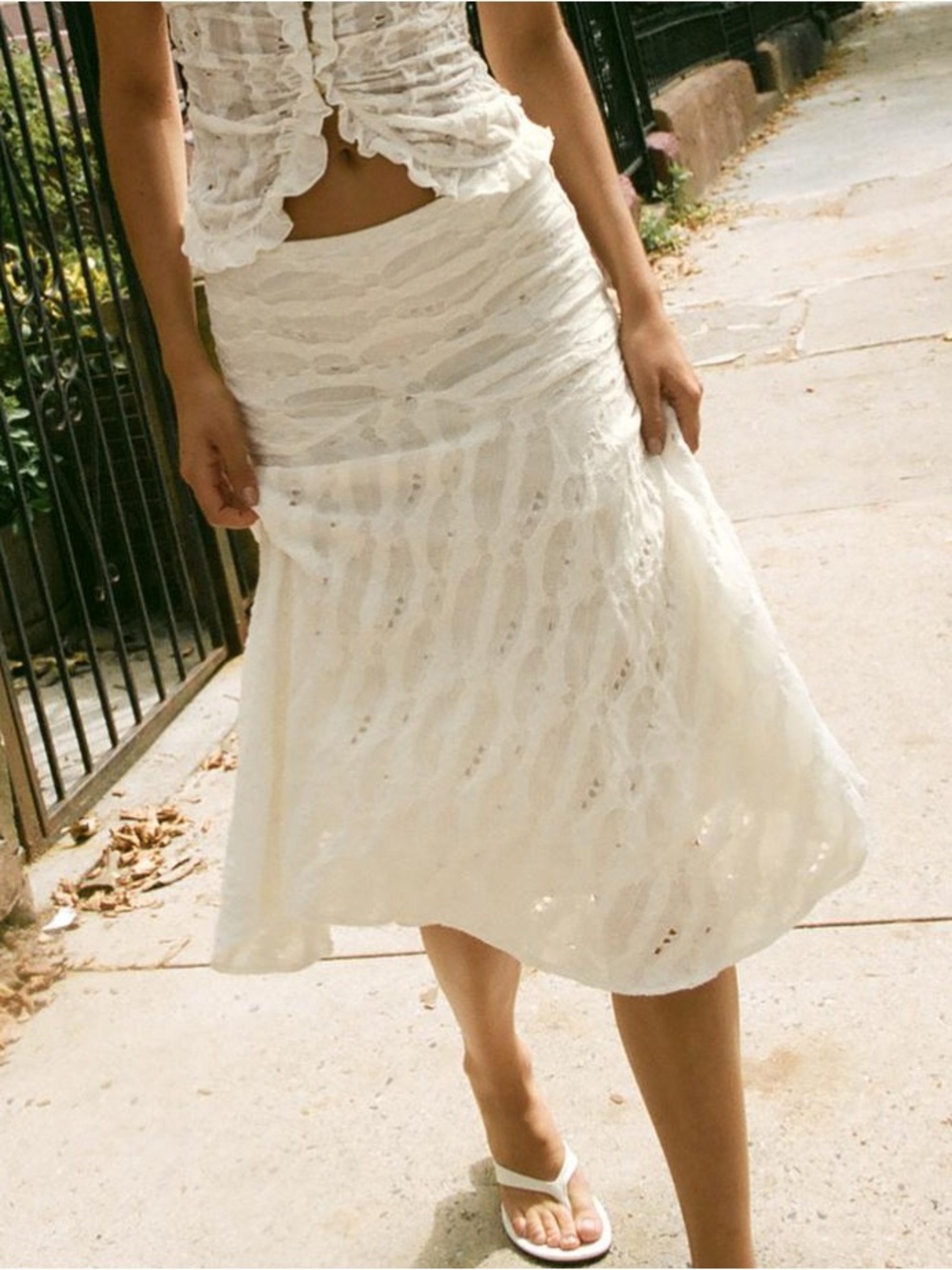 Zara White Lace Midi Skirt